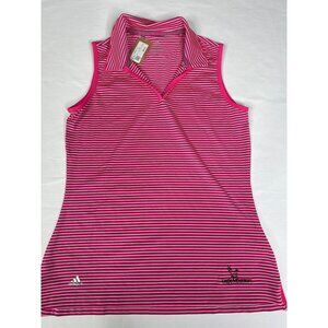 Adidas Womens Pink Size Small Sleeveless V Neck Stripe Top Eagle Mountain Golf N